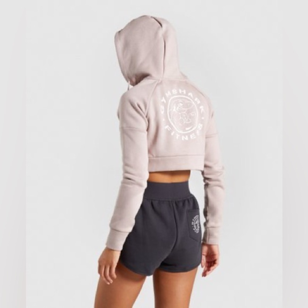 Gymshark Cropped Hoodie in Light Pink with White Logo